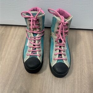 APRES SKI, Vintage, High-Top waterproof suede Sneaker/boot with Pink Laces